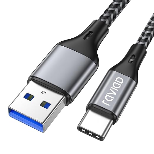 RAVIAD USB-C Kabel 1M mit Wendestecker, USB 3.0 & QC 3.0 Schnellladekabel für iPhone 15 Pro Max, Samsung Galaxy S24 S23 S22 – 056-GR