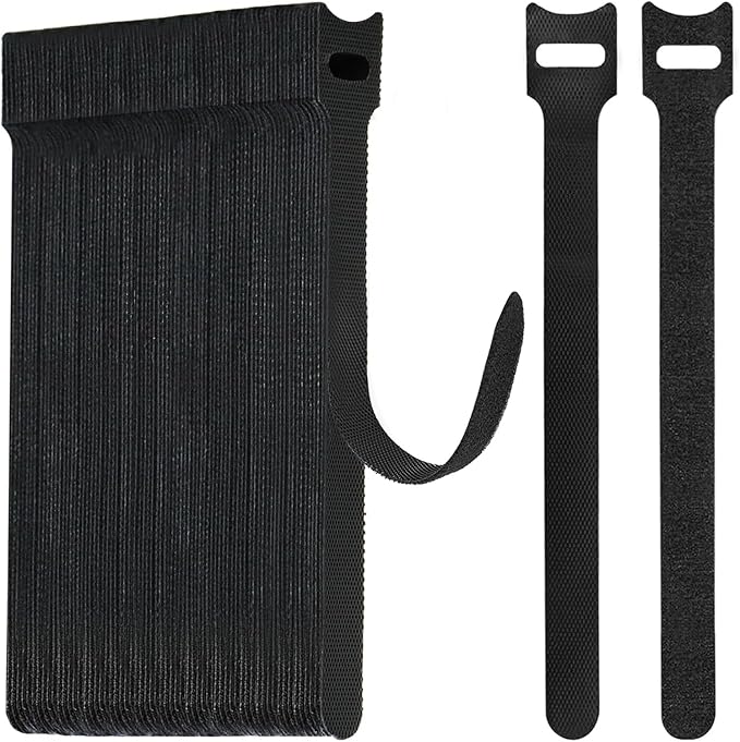 WSZJINB 70 Stück 15cm Klett Kabelbinder Wiederverschließbar, Schwarz Kabel Klettband Klettkabelbinder Wiederverwendbar, Kabelklett Klettverschluss Band für Kabelmanagement, Cable Organizer,