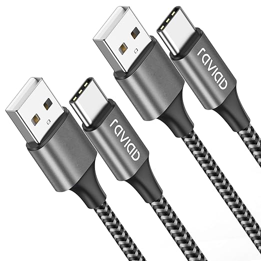 RAVIAD USB-C Kabel 2m 2-Pack R0312 Schnellladekabel 3.1A Nylon für iPhone 16/15 Pro Max Samsung Galaxy S24 S23 Huawei P60 Google Pixel