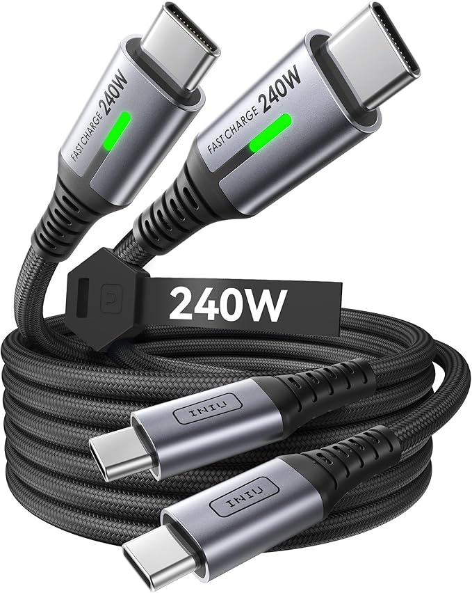 INIU 240W USB-C Kabel 2m 2-Pack PD Schnellladekabel USB-C auf USB-C für iPhone 16 15 Pro Samsung Galaxy S25 S24 iPad Pro MacBook Air