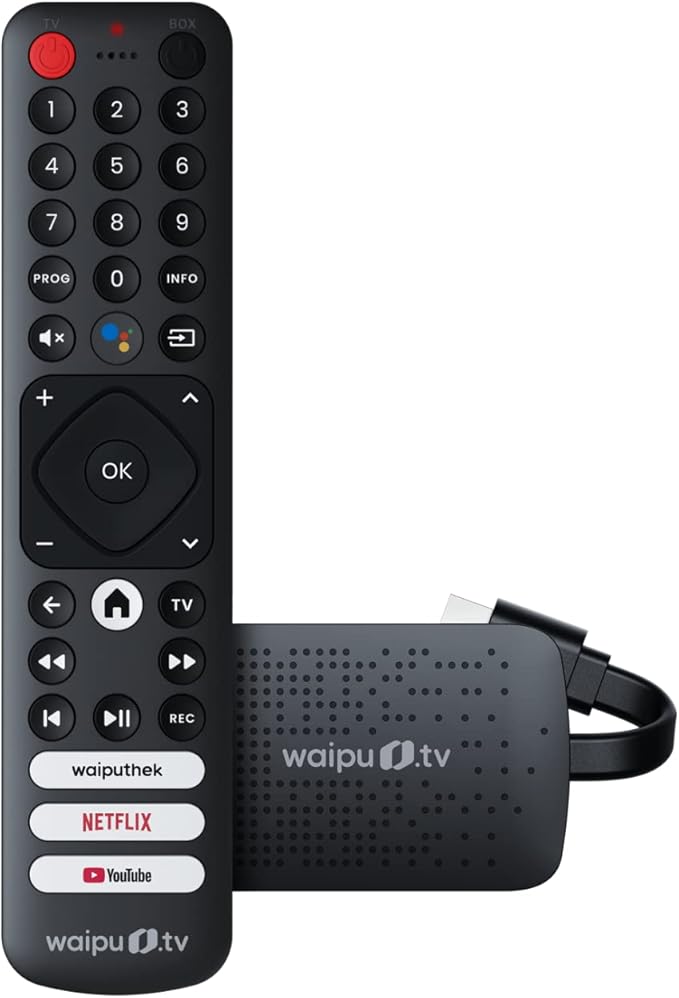 Exaring AG waipu.tv 4K Stick mit Fernbedienung & 3 Monate TV-Voucher | 4K HDR | WLAN | Netflix, Prime Video