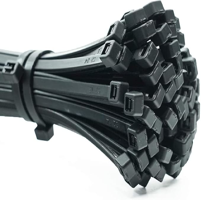 ERKO Sp. z o.o. Sp. K. ERKO Kabelbinder 400 x 4,8 mm Schwarz 100 Stück, extra stabil & wetterfest für Innen- und Außenbereich – 400-C