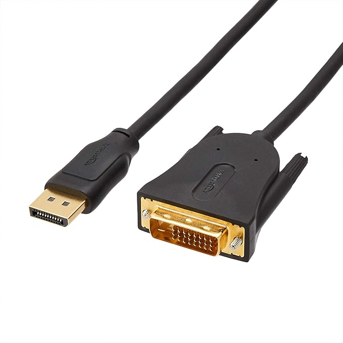 Amazon Basics DisplayPort-auf-DVI-Kabel, mit vergoldeten Anschlüssen, 1.8 m/6 Feet, Schwarz