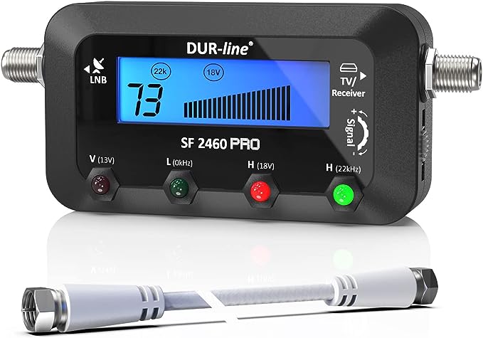 Nein Auslaufartikel (Produktion durch DUR-line SF 2460 Pro Digital Satfinder - präzises Messgerät zur Satellitenschüssel-Ausrichtung mit LCD Display, Tonsignal und F-Kabel für As
