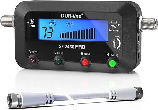 Nein Auslaufartikel (Produktion durch DUR-line SF 2460 Pro Digital Satfinder - präzises Messgerät zur Satellitenschüssel-Ausrichtung mit LCD Display, Tonsignal und F-Kabel für As