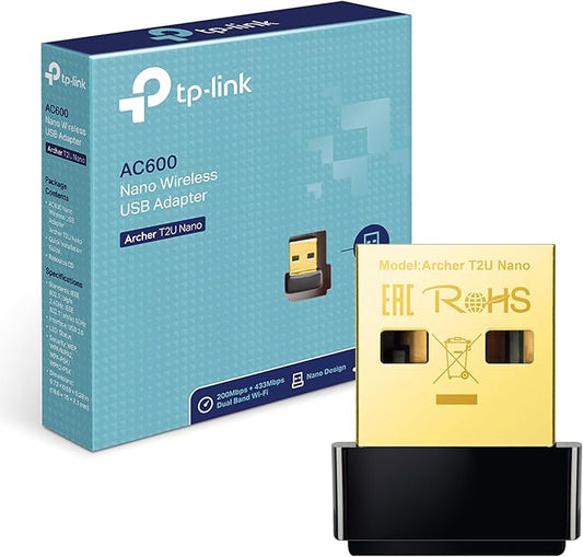 TP-Link Archer T2U Nano AC600 USB WLAN Stick Adapter Dualband 433Mbit/s 5GHz 200Mbit/s 2,4GHz für Windows Mac