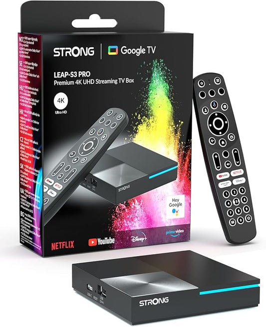 STRONG LEAP-S3 Pro 4K UHD Google TV-Streamingbox mit Android 12, 4GB RAM + 32GB Speicher, Wi-Fi 6, Dolby Vision & Dolby Atmos