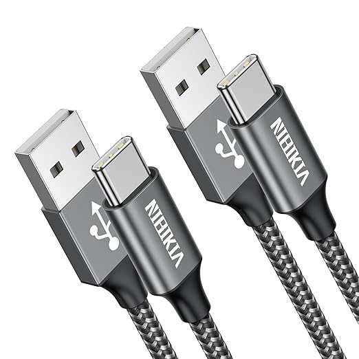 NIBIKIA USB-C-Kabel 2 Stück 2m + 2m Schnellladekabel 3,1A für Samsung Galaxy S23 S22 S21 S20 S10 A53 A52 A33 A34