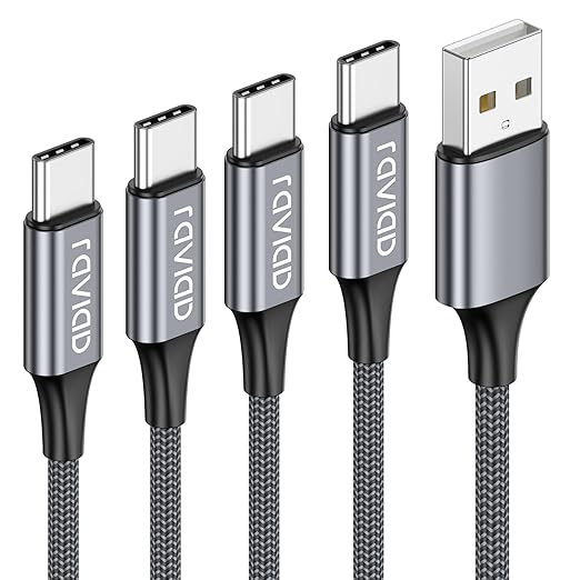 RAVIAD USB-C Kabel 4er Set [0,5M+1M+2M+3M] 3,1A Schnellladekabel & Datenkabel für iPhone 15, Samsung Galaxy S24 S23 S22, Huawei P60