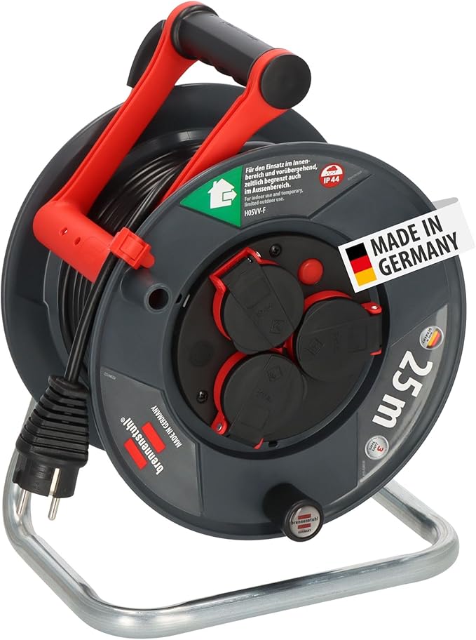 Brennenstuhl Garant V2 IP44 Kabeltrommel 25m outdoor mit 3 Schutzkontakt-Steckdosen – 1218370507