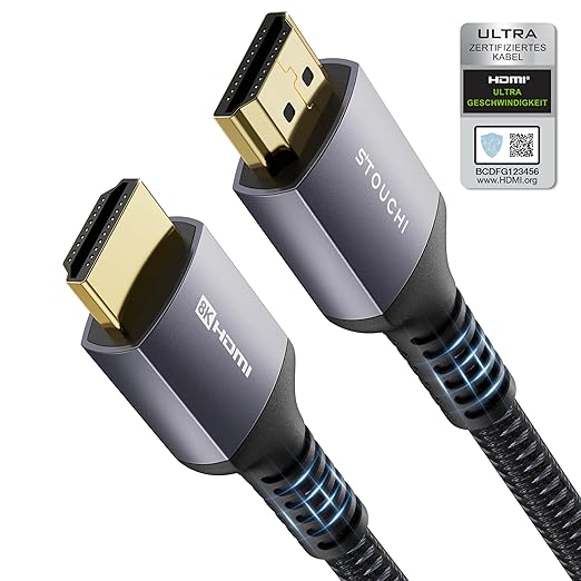 Stouchi Limited Stouchi HTH2 2m HDMI Kabel 8K 4K Ultra High Speed 48Gbps 4K120Hz eARC HDR10 kompatibel mit PS5 Xbox Series X Samsung Sony LG