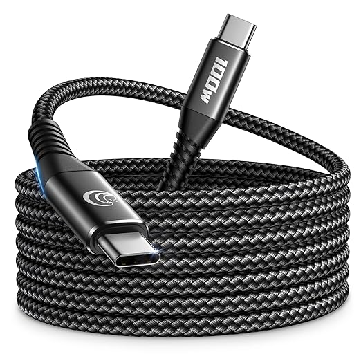 Aioneus 100W USB-C Kabel 3m PD Schnellladekabel Nylon geflochten für iPhone 15 Samsung Galaxy S24 MacBook